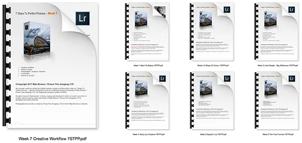 weekly worksheets  from 7 steps to perfect pictures Adobe Lightroom course